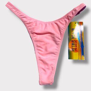90s Large Retro Swimsuit Pastel Pink Flattering Thong Bikini Bottom | Coquette